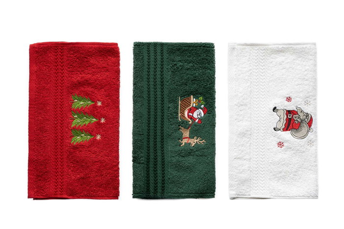 Mijölnir Santa C Juego de Toallas de Lavado 3 Piezas Verde, Rojo, Blanco